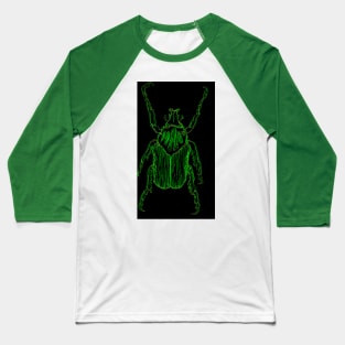 One Line Green Beetle Baseball T-Shirt